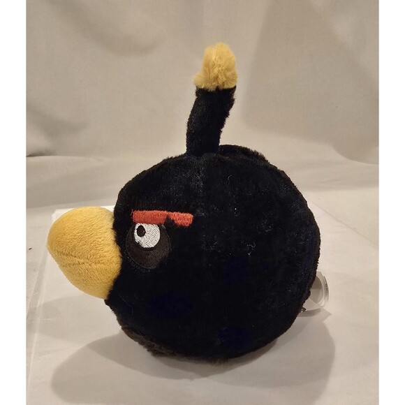 2010 Angry Birds Bomb Black Bird Plush Stuffed Toy 6" Rovio Commonwealth Promo - Picture 2 of 8